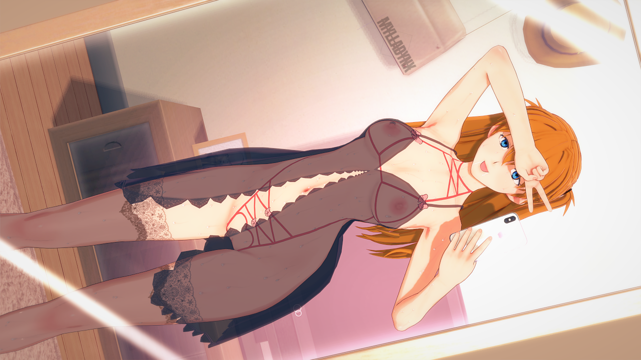 asuka langley sohryu, female, lingerie, mylladinx, neon genesis evangelion, selfie