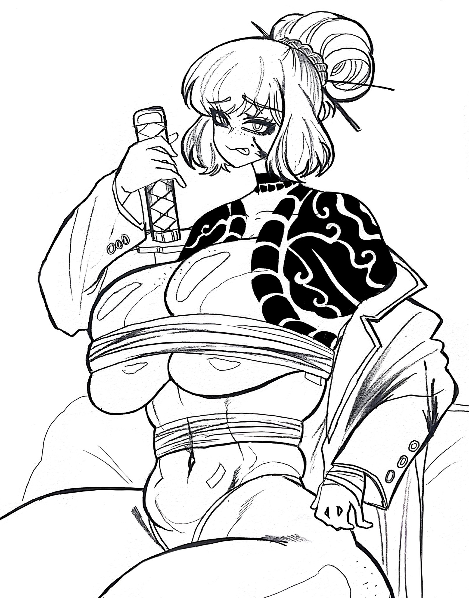 aplpakapa, huge breasts, irezumi, ishmael (limbus company), kurokumo clan (identity) (project moon), limbus company, project moon, tattoo, thick thighs, wide hips, yakuza tattoo