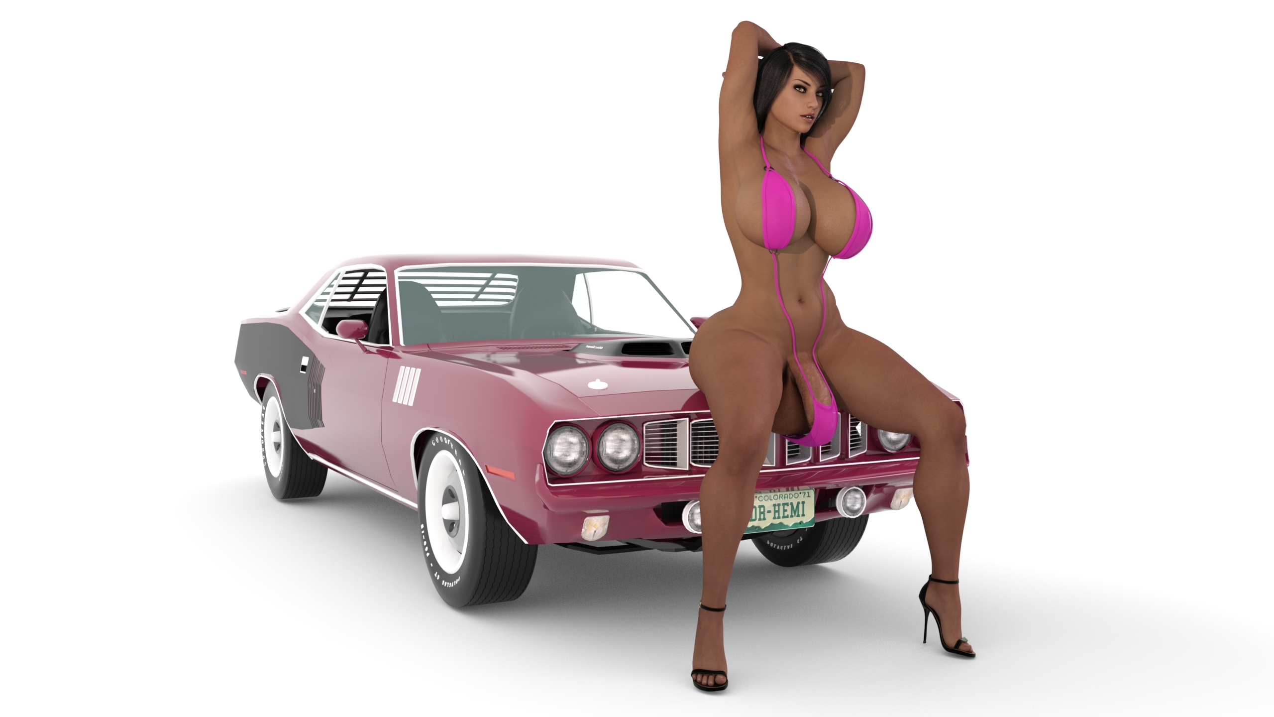 1futa, 3d, balls, balls bulge, balls in panties, balls under clothes, bikini, breasts, cameltail, cleavage, curvy, flaccid, futa only, futa sans pussy, futanari, high heels, huge breasts, huge cock, hyper, hyper balls, hyper penis, ineffective clothing, ineffective panties, intersex, looking at viewer, panties, panty bulge, penis, penis bulge, penis in panties, penis under clothes, sgtbuck, sling bikini, solo, testicles, wide hips