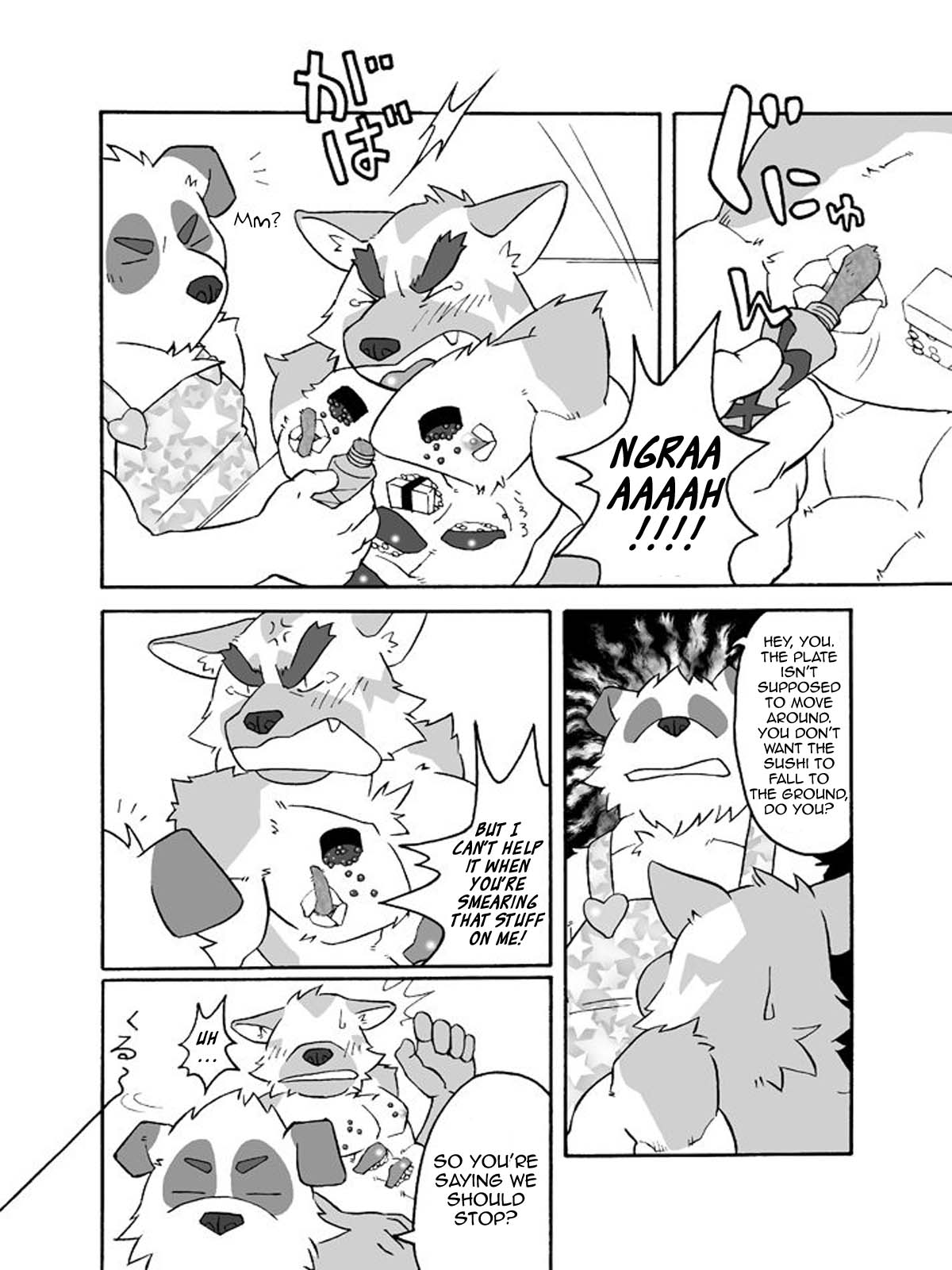 bigger_version_at_the_source canine censored comic english_text furry gay male male_only muscles no_humans paws plain_background ryuta-h sex yaoi