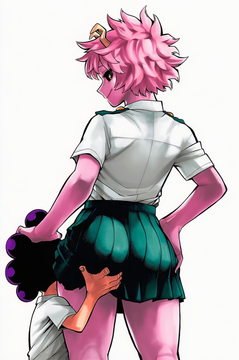 ai generated, ashido mina, mina ashido, minoru mineta, my hero academia, small dom big sub