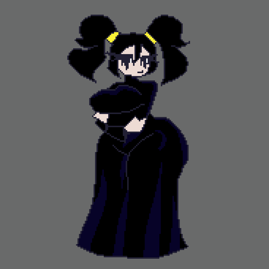 animated, arms under breasts, cassidy (fnaf), chaoticdream, dress, female, female focus, female only, five nights at freddy's, ghost, ghost girl, gif, large thighs, pigtails, pixel (artwork), pixel animation, pixel art, self upload, simple background, solo, tagme, thicc, thick, thick ass, thick thighs
