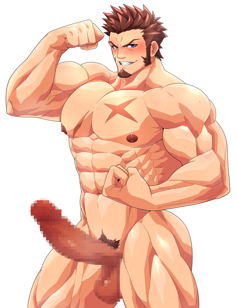 1boy abs balls bara beard big_balls big_muscles big_nipples big_pecs big_penis blush brown_hair censored daddy dilf erect_nipples erection fate/grand_order fate_(series) flexing gay hair huge_cock huge_muscles human hunk karakuraax male male_only mosaic_censoring muscular muscular_human muscular_male napoleon_bonaparte_(fate) navel nipples nude pecs sideburns solo