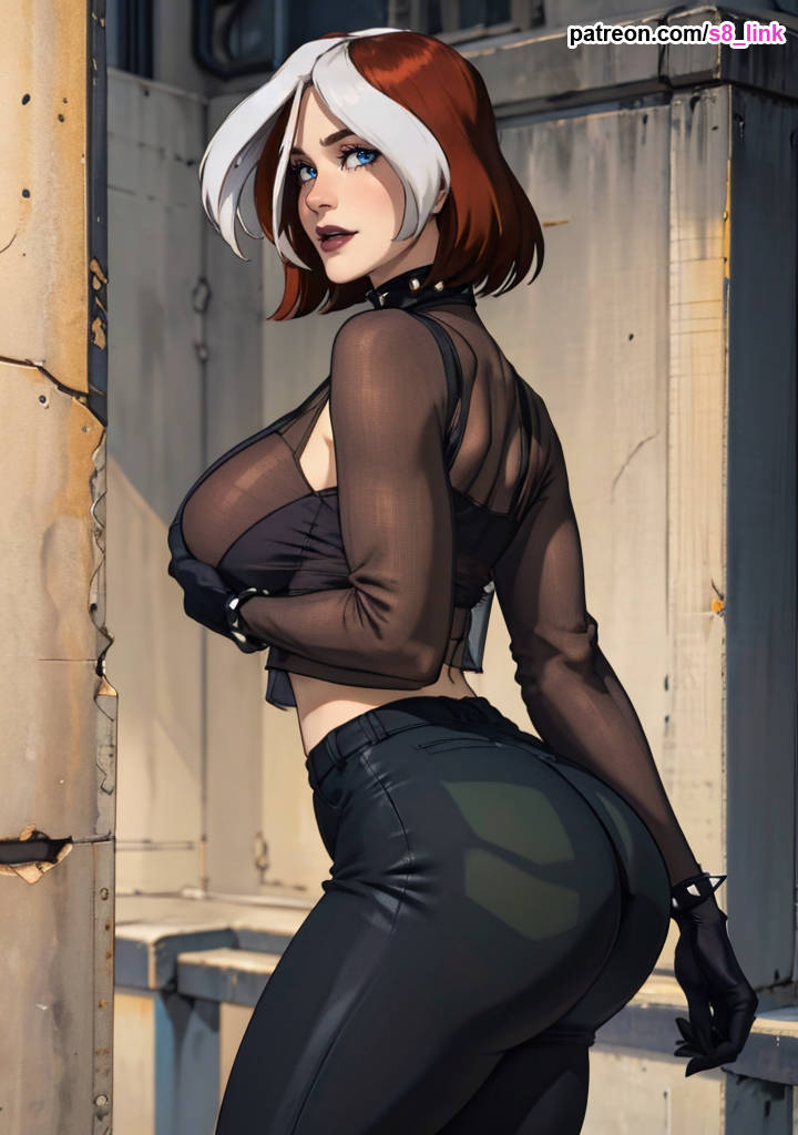 ai_generated ass big_ass big_breasts breasts cleavage goth goth_girl hourglass_figure marvel marvel_comics rogue_(evolution) rogue_(x-men) s8link slim slim_waist stable_diffusion superheroine x-men x-men_evolution