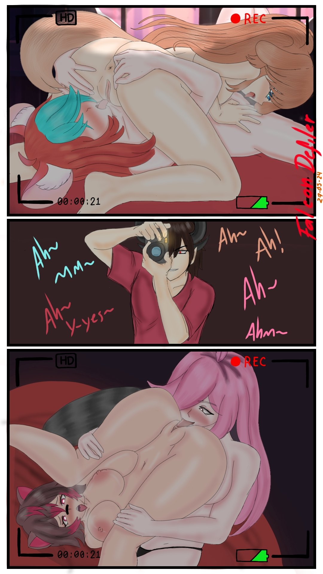 1boy 4girls anus ass big_breasts blush breasts brown_hair dog_girl falcon_defiler keiramevt latam_virtual_youtuber licking_pussy lilybell_vt long_hair multiple_girls neneefthy nipples nude_female oneeshi pink_hair pussy raccoon_girl rakkun red_hair short_hair sky_blue_hair tagme text thighs virtual_youtuber vtuber vtuberfanart yuri