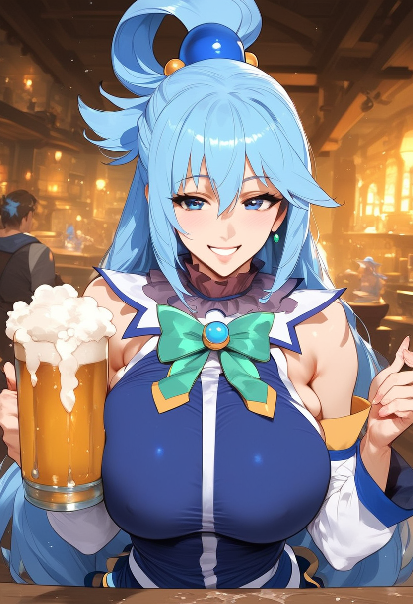 1girls after ai_generated anal aqua_(konosuba) aqua_eyes at big_ass braid breast breasts bust cleavage cum female focus grab hairy in inside kono_subarashii_sekai_ni_shukufuku_wo! large looking mature milf papukun pussy sex smile solo viewer