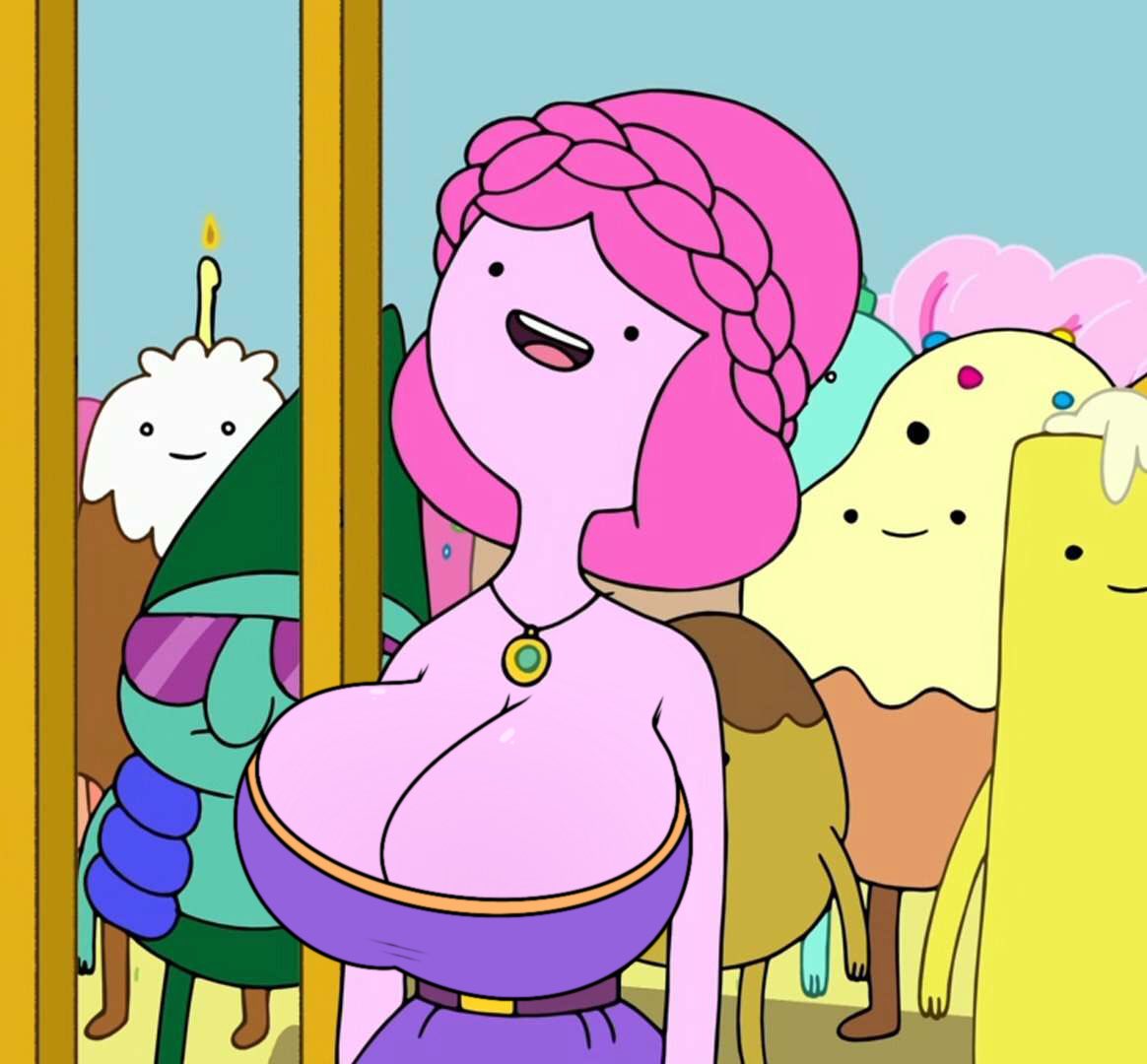 adventure_time breasts cartoon_network cleava ge huge_breasts pink_body pink_hair pink_skin princess_bubblegum tagme warner_brothers