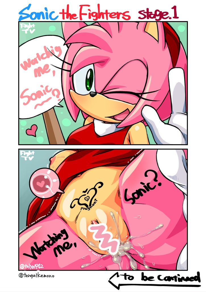 amy_rose anthro bottomless breasts censored cum cum_in_pussy cum_inside dialogue impregnation ovum panties panties_around_leg pussy solo sonic_(series) text tojyo underwear