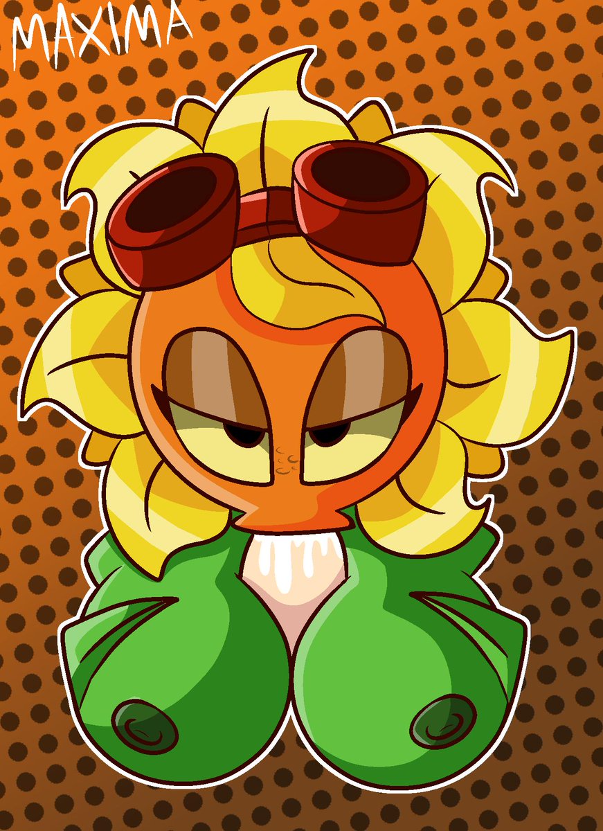 :>=, 1boy, 1girls, abstract background, artist name, bedroom eyes, big penis, black eyes, blowjob, breasts, bust, cum, cum in mouth, cum inside, duo, eyelashes, eyewear, faceless male, fellatio, female, flora fauna, goggles, goggles on head, green body, green nipples, half-closed eyes, large breasts, male, maxima58, oral, outercourse, paizuri, penis, plant, plant girl, plantie, plants vs zombies, plants vs zombies: heroes, signature, solar flare (pvz), solo focus, straight, sucking, sunflower, sunflower (pvz)