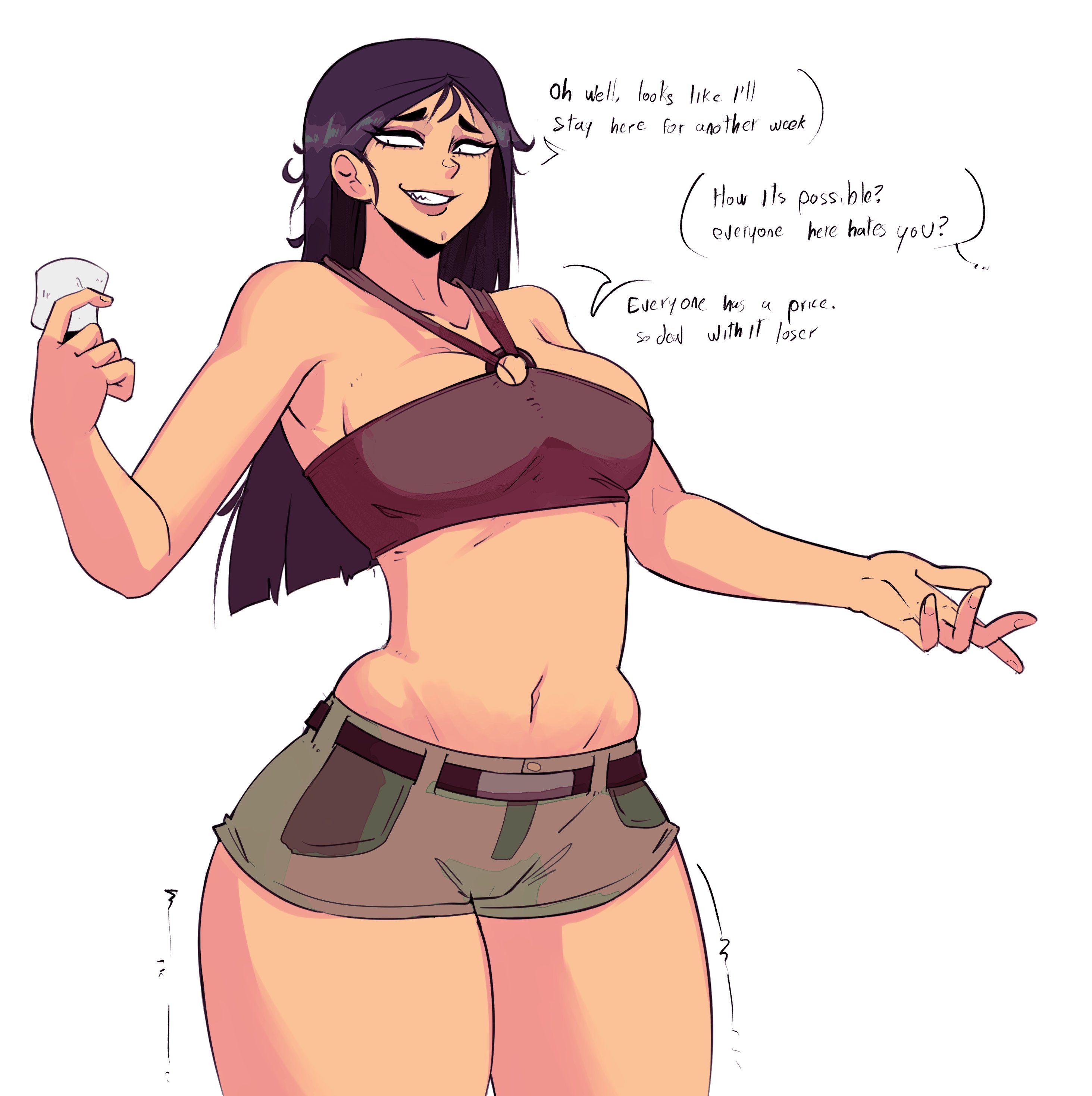 1girls, black hair, female, heather (tdi), solo, total drama island