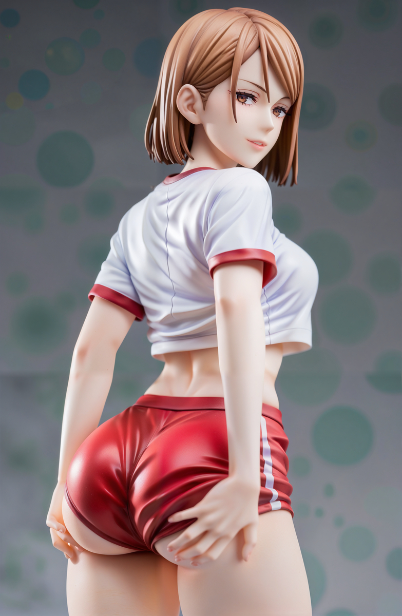 1girls ai_generated ass ass_focus ass_grab basketball_jersey basketball_shorts basketball_uniform booty_shorts brown_eyes brown_hair clothed dressed female female_focus female_only figure figurine fully_clothed fully_dressed hands_on_ass jersey jujutsu_kaisen kugisaki_nobara looking_at_viewer medium_breasts short_hair shorts solo solo_female solo_focus xorex