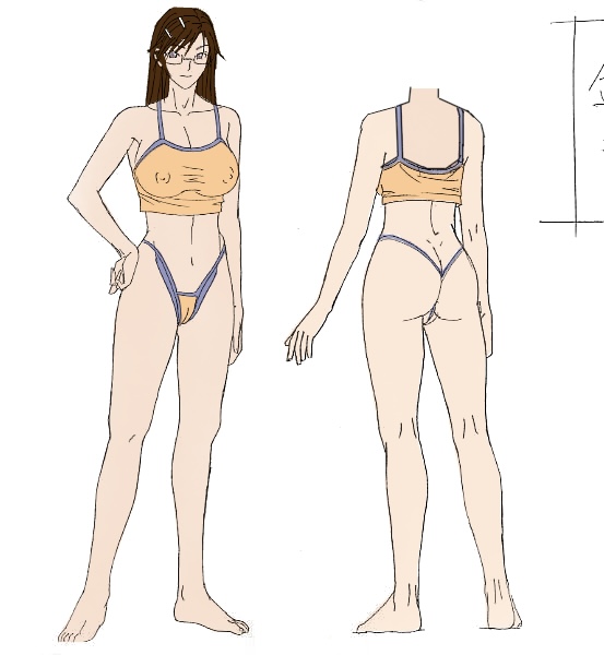 bare_shoulders barefoot bra colored_sketch discipline:record_of_a_crusade discipline_zero feet glasses kaneda_maiko large_breasts panties sketch underwear