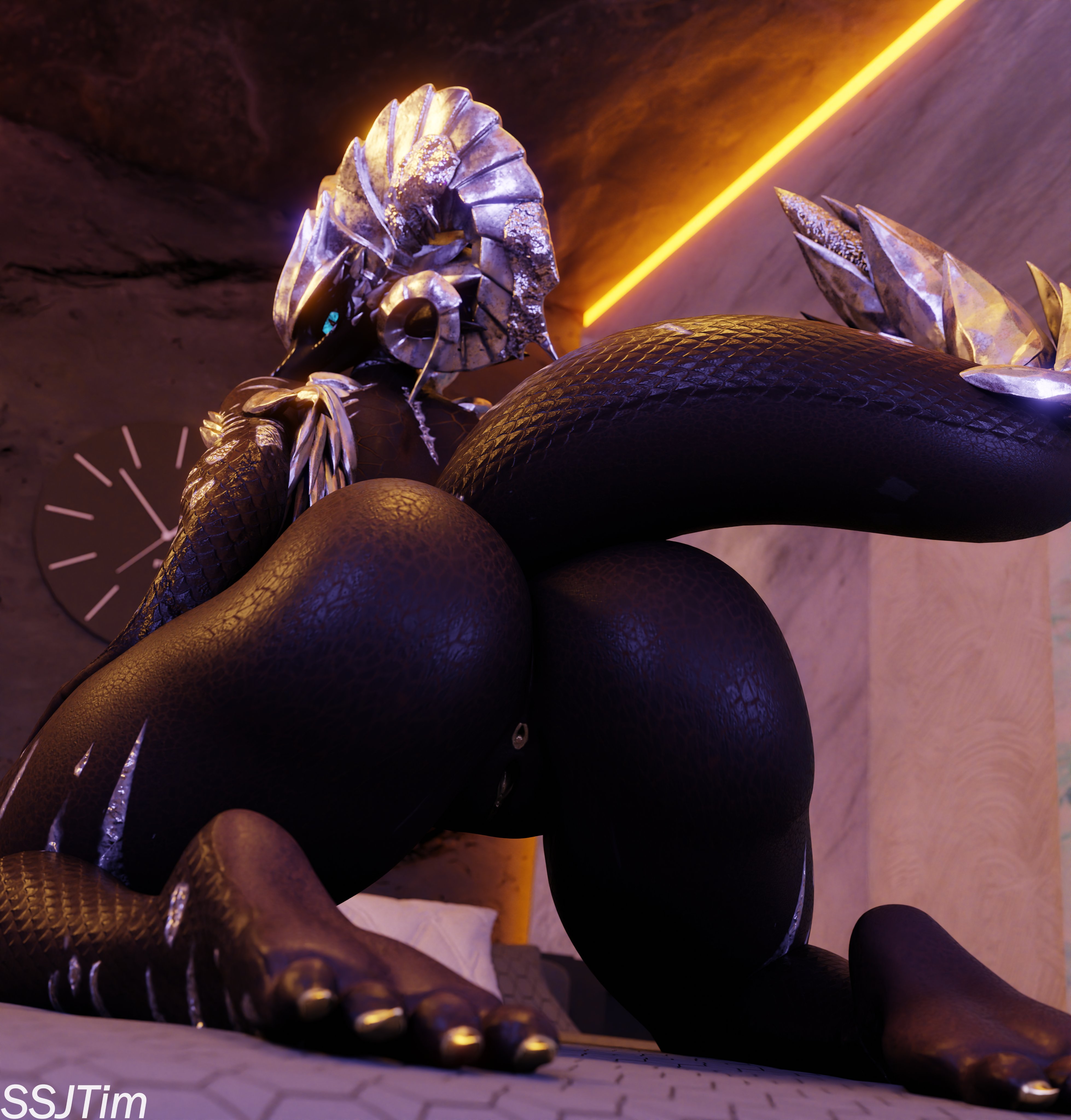 1girls, 3d, anus, ass, ass focus, barefoot, big ass, big thighs, female, female only, huge ass, huge thighs, kulve taroth, kulve taroth (bom39), large ass, large thighs, looking back, looking back at viewer, monster, monster hunter, pussy, scalie, ssjtim, thick thighs, thighs