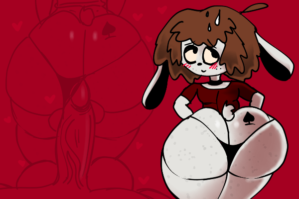 2024 anthro ass balls big_butt big_penis blacked blush bodily_fluids button_nose choker clothed clothing clothing_aside colored digital_media_(artwork) duo erection femboy feri_the_bunny feridoodles6 freckled_butt freckles frederick frederick_the_bunny gay genitals hair huge_ass huge_butt human humanoid jewelry lagomorph leporid male male/male male_only mammal necklace nervous nervous_smile outline pale-skinned_male penis penis_on_butt qos qos_tattoo queen_of_spades rabbit shaded shirt simple_background solo spade_tattoo spades_(suit) suit_symbol sweat sweatdrop t-shirt tail thick_thighs thong thong_aside topwear