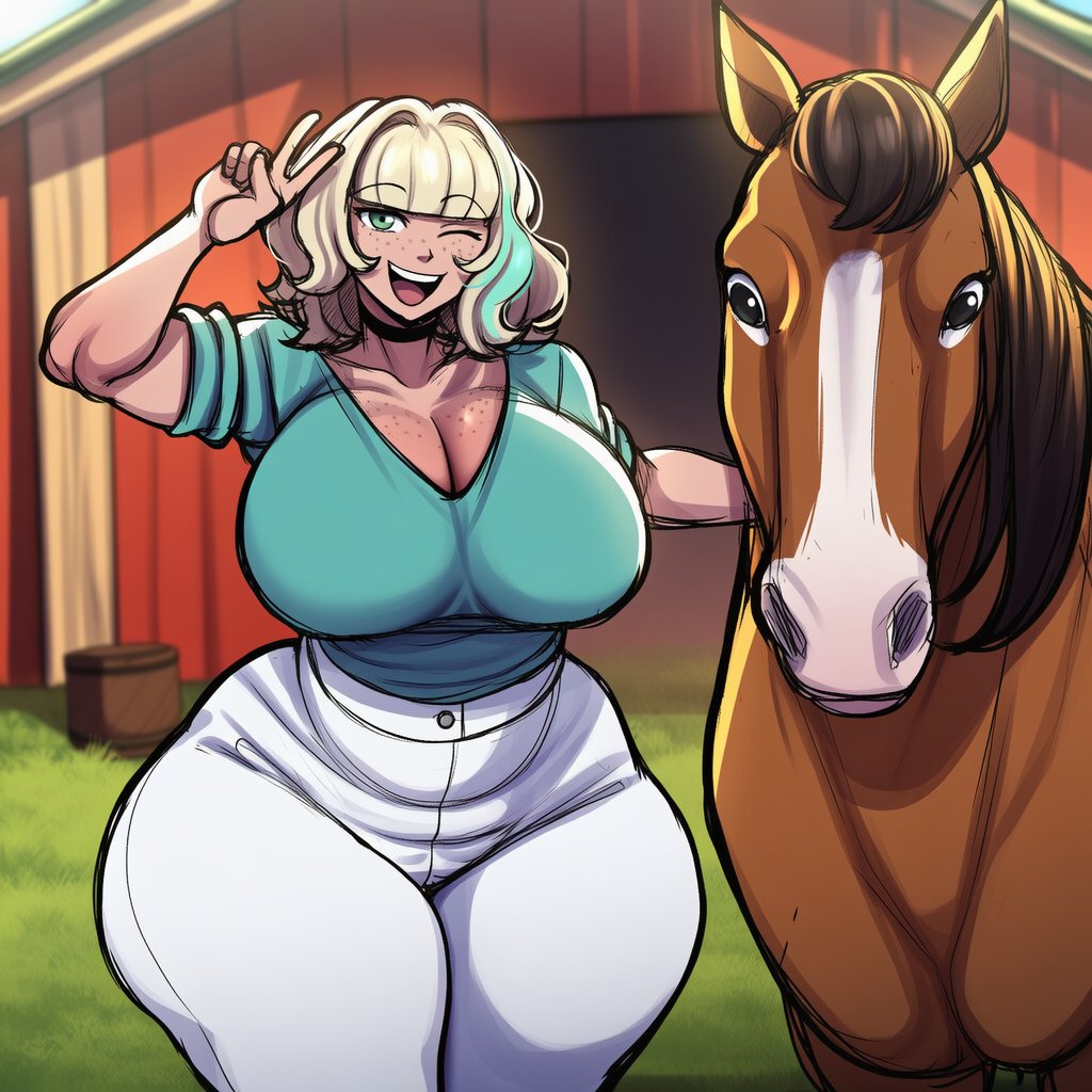 1girls, ai generated, alternate breast size, female, highdeadout, horse, jackie lynn thomas, short hair, short hair female, star vs the forces of evil, tagme