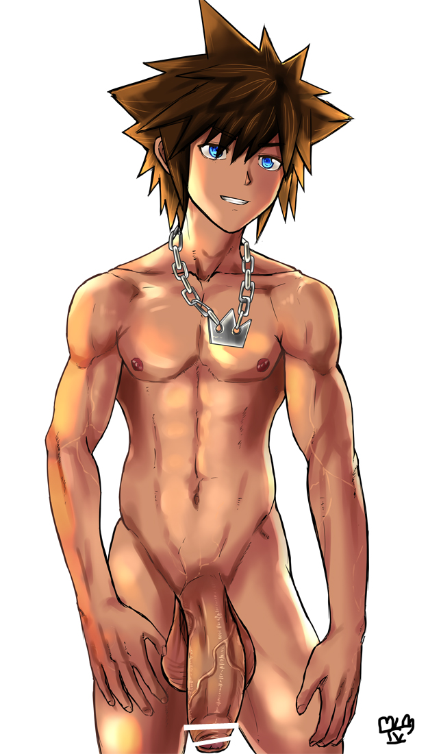 1boy adonis_belt blue_eyes brown_hair casual censored_penis chest flaccid foreskin human jewelry kingdom_hearts large_penis lostanemone male male_only mlm4anemone muscles navel necklace neckwear nipples nude penis smile solo sora sora_(kingdom_hearts) spiked_hair stomach toned toned_male veins veiny_penis