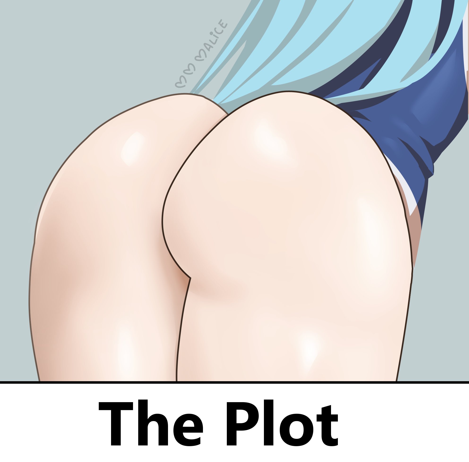 1girls, aqua (konosuba), ass, blue hair, bottomless, female, female only, kono subarashii sekai ni shukufuku wo!, meme, myahogao, solo