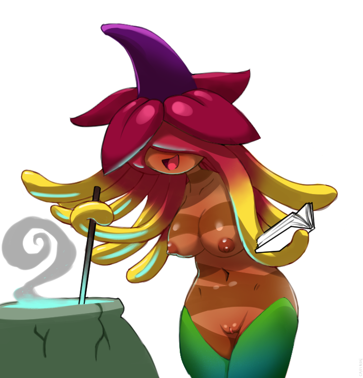 big_breasts breasts brown_skin flower plant plant_girl plantie plants_vs_zombies plants_vs_zombies:_heroes plants_vs_zombies_2:_it's_about_time pussy smile vagina video_games witch witch_hat witch_hazel_(pvz)