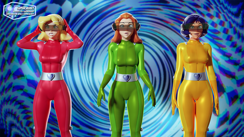 alex_(totally_spies) clover_(totally_spies) female female_only fully_clothed hypnosis sam_(totally_spies) shiny_clothes spiral spiral_background supercasket tagme tight_clothing totally_spies visor