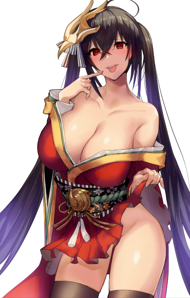 1girls, azur lane, big breasts, breasts, chinese clothes, chinese dress, female, female only, huge breasts, light skin, light-skinned female, sakura empire (azur lane), satou daiji, solo, stockings, taihou (azur lane)