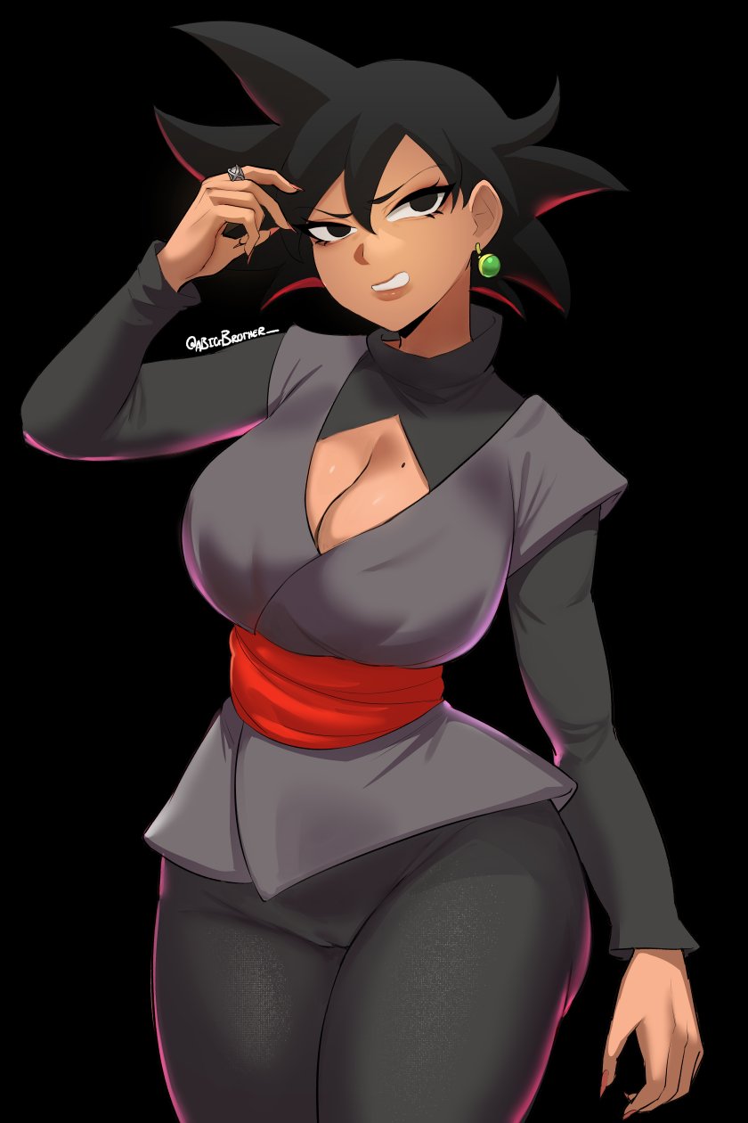 1girls abigbrother big_breasts boob_window breasts cameltoe cleavage dragon_ball dragon_ball_super dragon_ball_z female female_goku_black genderswap_(mtf) goku_black mole_on_breast pussy rule_63