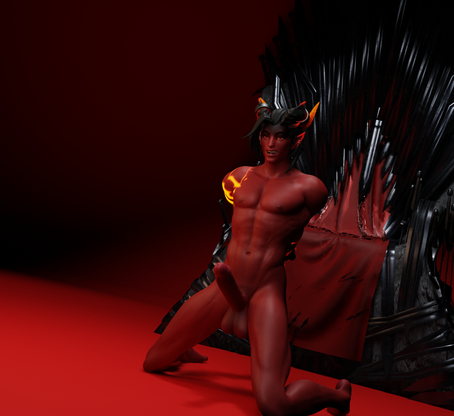 crouching devil dominion_(fortnite) fortnite fortnite:_battle_royale gay jerking king large_penis masturbation red_penis red_skin sitting