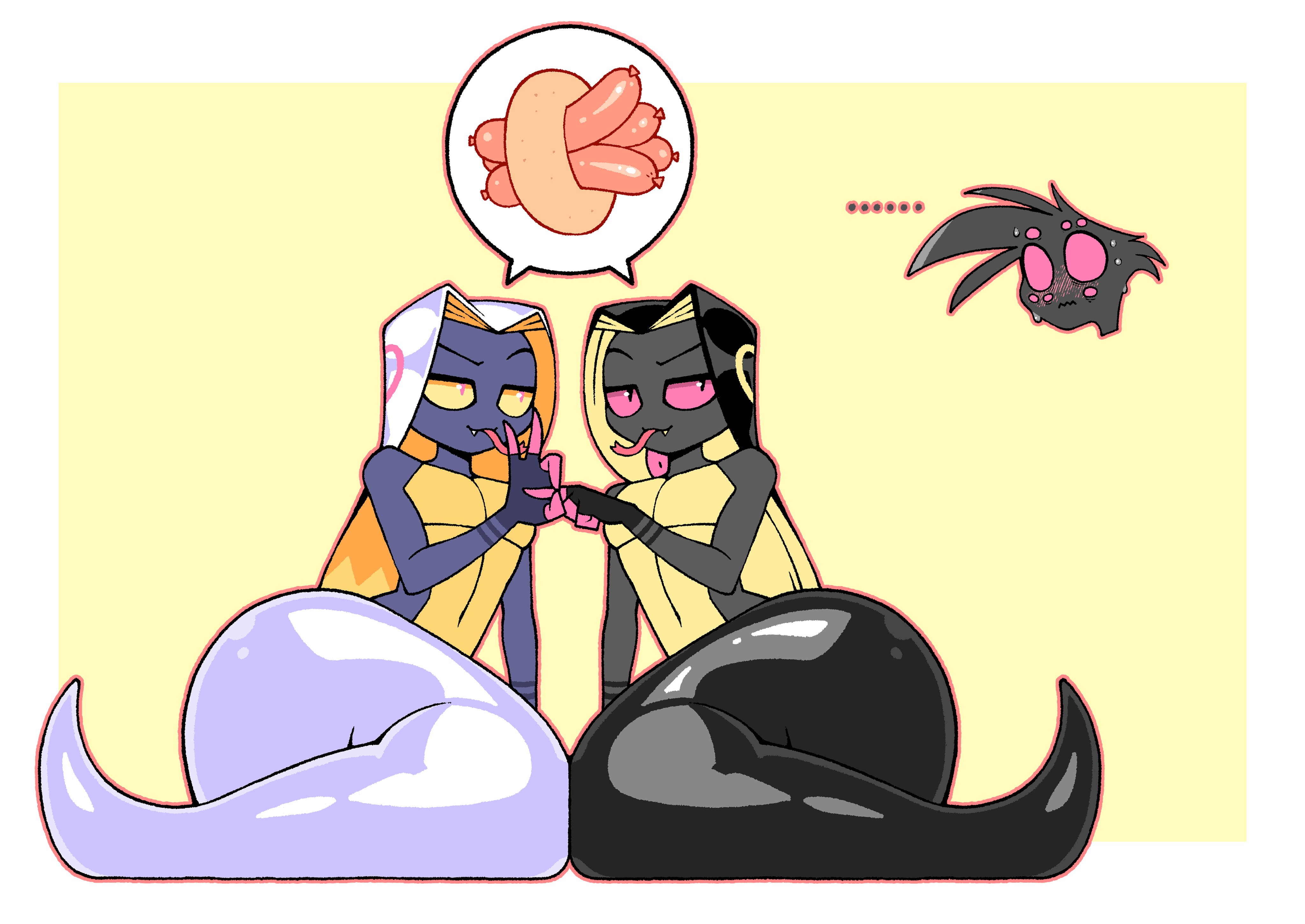 3boys, arackniss, bottom heavy, demon, drawingdabois, femboy, hazbin hotel, male, pr-egg-nant, sir pentious (hazbin hotel), tagme