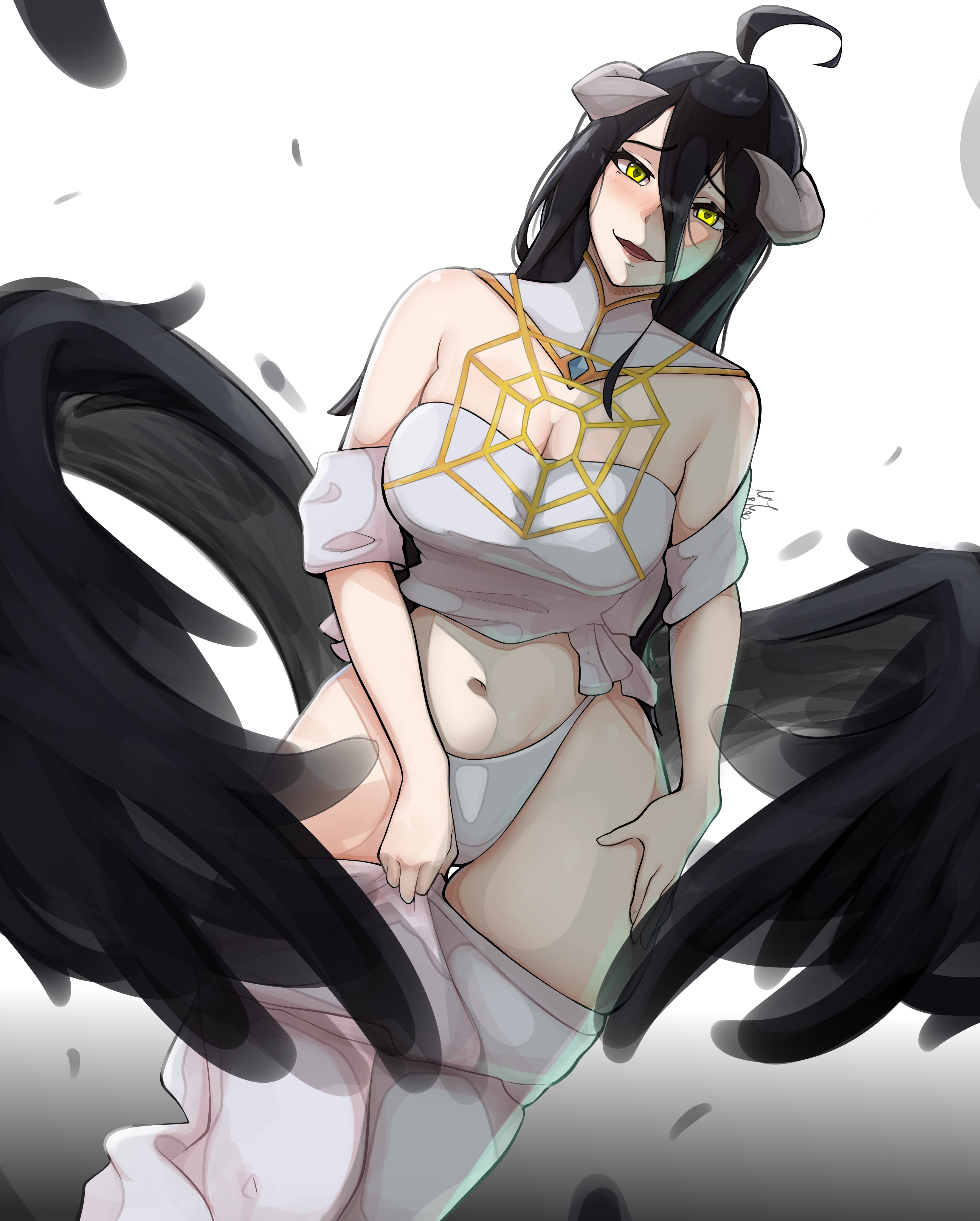 albedo (overlord), ass, big ass, big breasts, big butt, big thighs, big titties, black hair, breasts, clothing, curvaceous, curvaceous female, curvaceous figure, curvy, curvy figure, curvy hips, female, female focus, female only, long hair, misterlmaoo, overlord (maruyama)