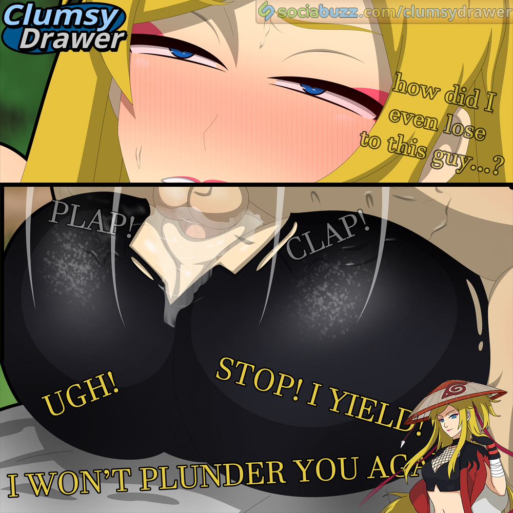 1boy, 1girls, ahe gao, artist logo, ass, ass focus, balls, balls deep, big ass, blue eyes, blurry background, blush, breasts, breeze dancer, clothing, clumsydrawer, cum, cum in pussy, deep penetration, defeat, defeated, defeated heroine, english language, english text, eyeshadow, female, large breasts, lipstick, long hair, makeup, male, mating press, naruto, naruto (series), naruto online, outdoor sex, outdoors, penis, pink eyeshadow, pink lipstick, pleading, punishment, pussy, self upload, sex, straight, sweat, sweatdrop, testicles, text, torn clothes, torn pants, tsurara, url, vagina, vaginal penetration, video game character, yellow hair