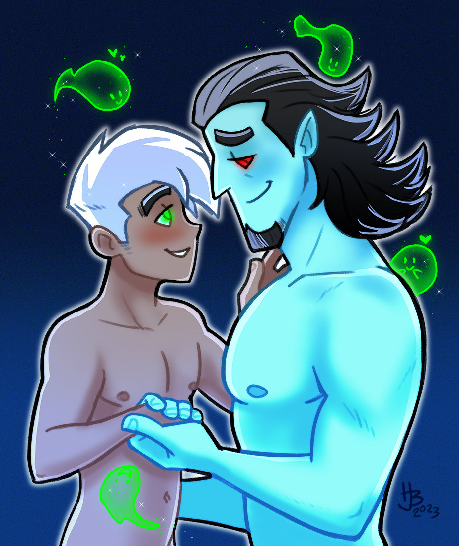 danny_fenton danny_phantom gay green_eyes hjbender male vlad_masters white_hair yaoi