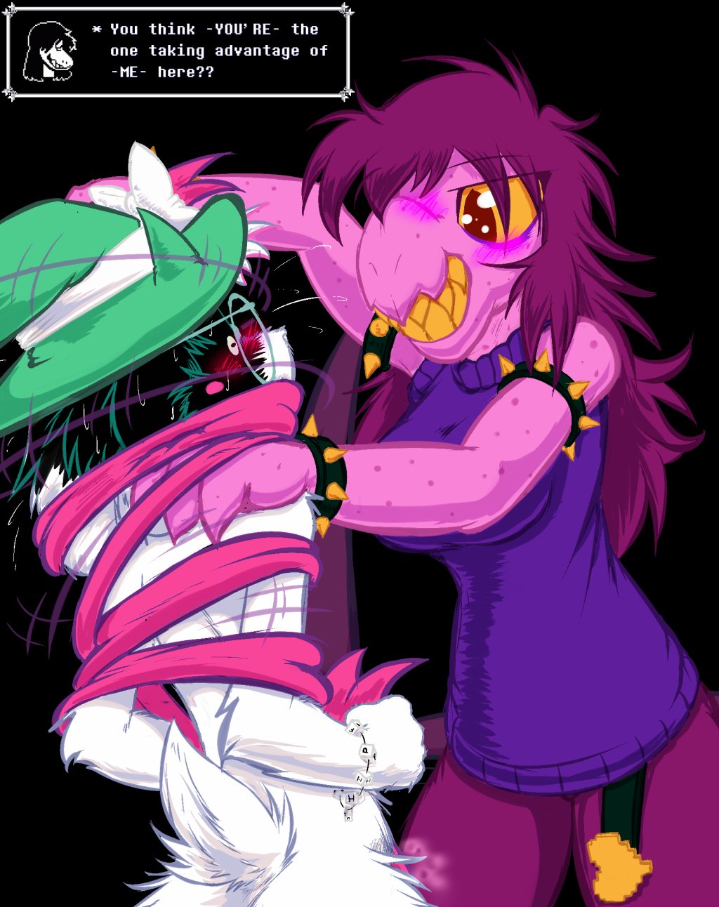 ass blush breasts deltarune frist44 naked_male nude ralsei susie_(deltarune) tagme