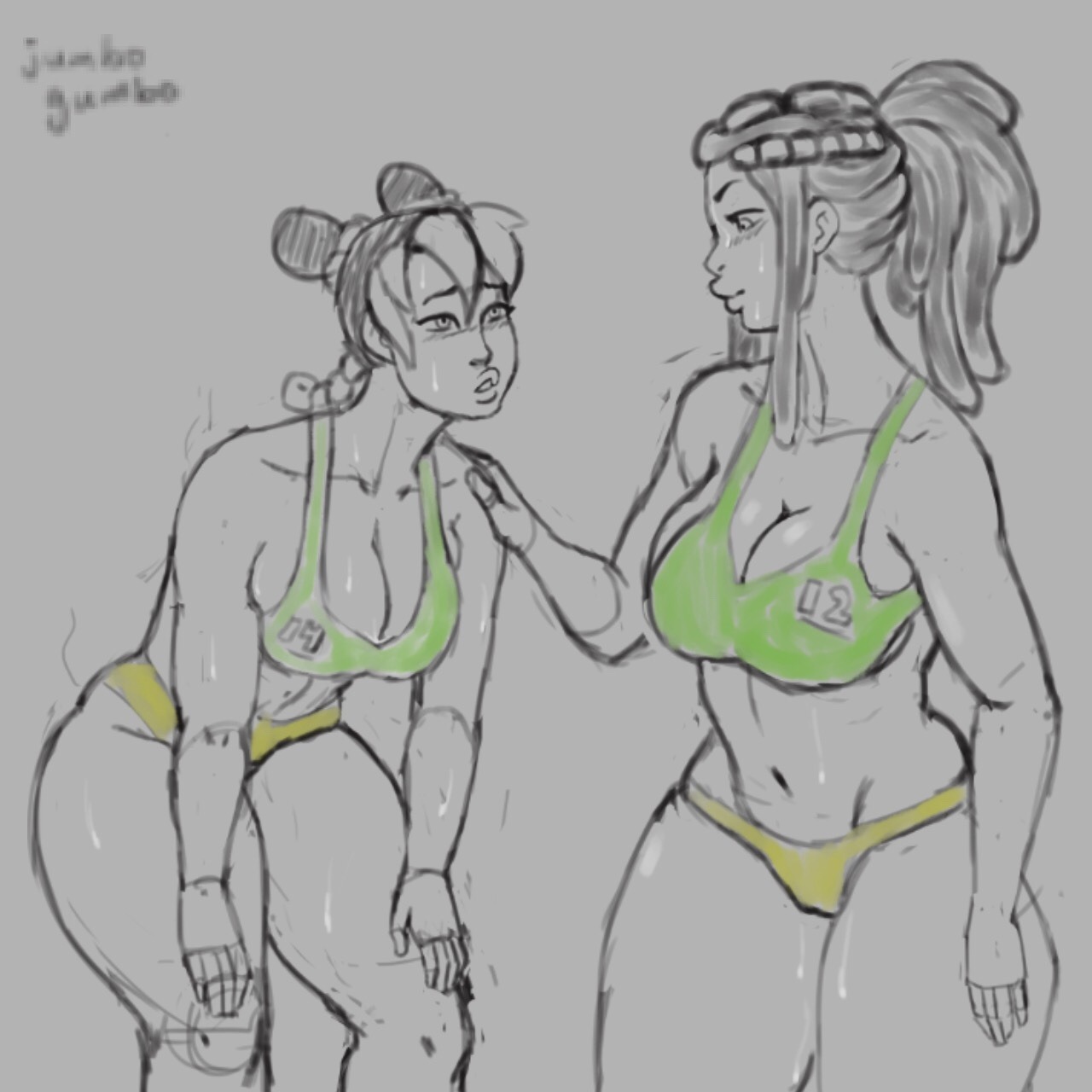 dreadlocks, ermes costello, female, female only, jojo's bizarre adventure, jolyne kujo, jumbogumbo, latina, ponytail, sports bra, stone ocean, tagme