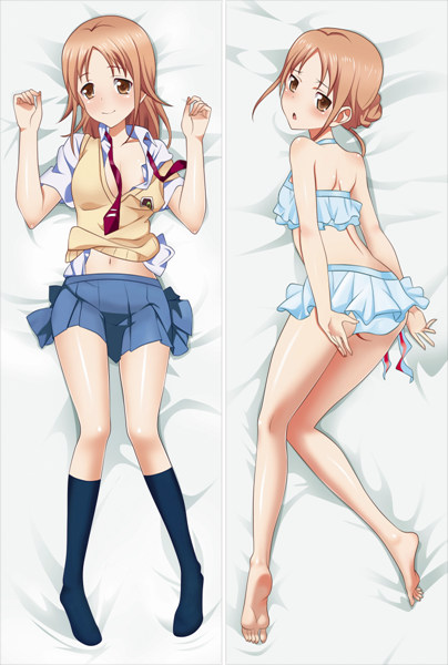 1girls dakimakura female female_only human kneesocks miyamoto_konatsu school_uniform solo sweater_vest swimming_pool swimsuit tari_tari tie