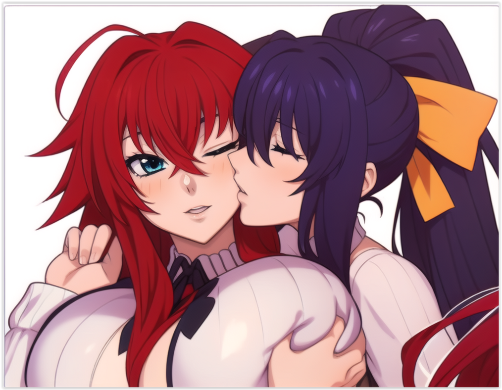 2female 2females 2girls ai_generated akeno_himejima girl_on_girl high_school_dxd lesbian_couple lesbian_kiss lesbian_sex rias_gremory yuri yuri yuri