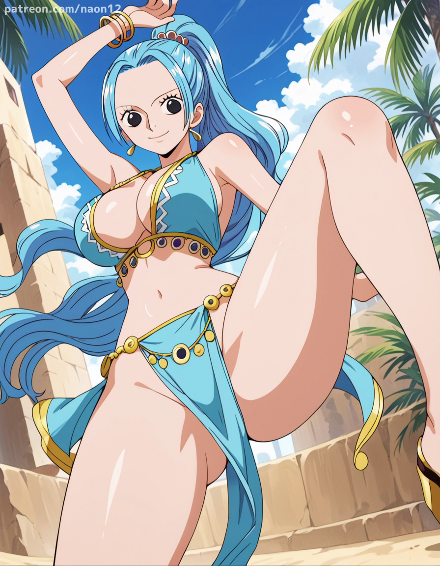 1girls, ai generated, blue hair, blue-haired female, female, female only, naon12, nefertari vivi, one piece