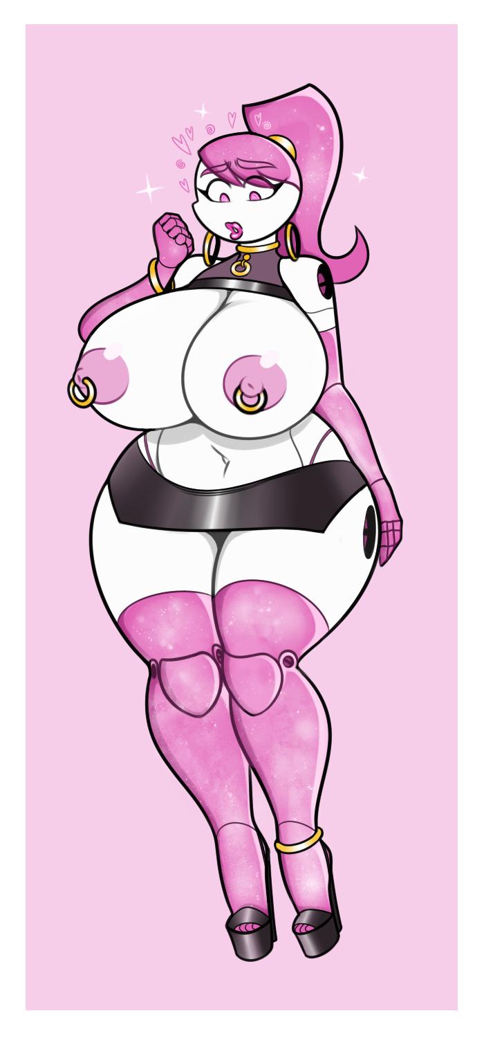 1girls, 2d, anklet, bimbo, bimbofication, breasts, collar, earrings, female, female only, g-string, gynoid, heart, hoop earrings, huge breasts, humanoid, jenny wakeman, microskirt, my life as a teenage robot, navel, nickelodeon, nipple piercing, nipple ring, nipples, piercing, pink hair, plump lips, robot, robot girl, robot humanoid, solo, solo female, standing, thick thighs, thong, whale tail, wide hips, xj-9, zetaskully