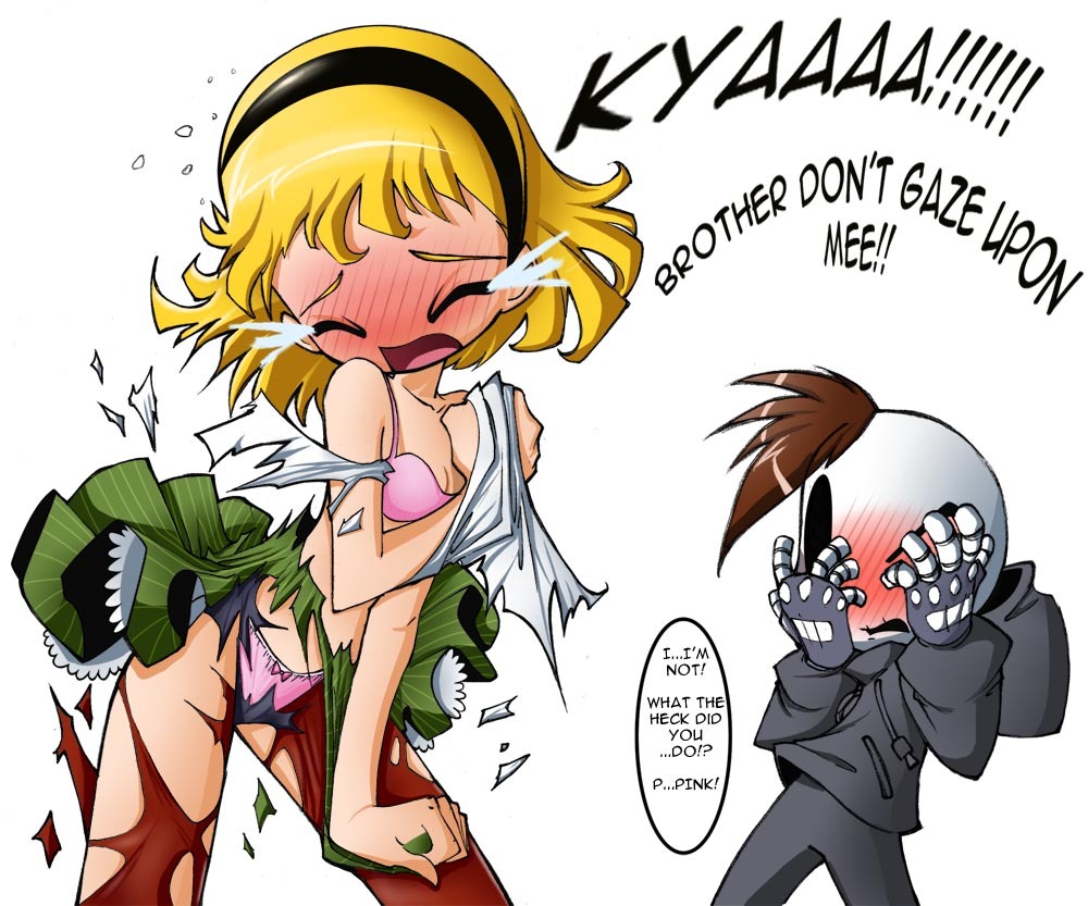 1boy 1girls bleedman brother_and_sister english_text grim_junior grim_tales_from_down_below minimandy panties pantyshot speech_bubble tagme