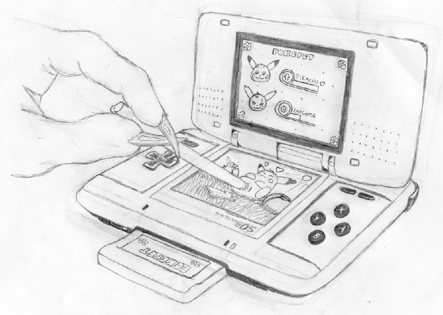 &lt;3 console female feral improvised_sex_toy monochrome nintendo nintendo_ds nooze pencil_(artwork) pikachu pok&eacute;mon_(species) pokemon pokemon_(species) stylus traditional_media_(artwork) what zangoose