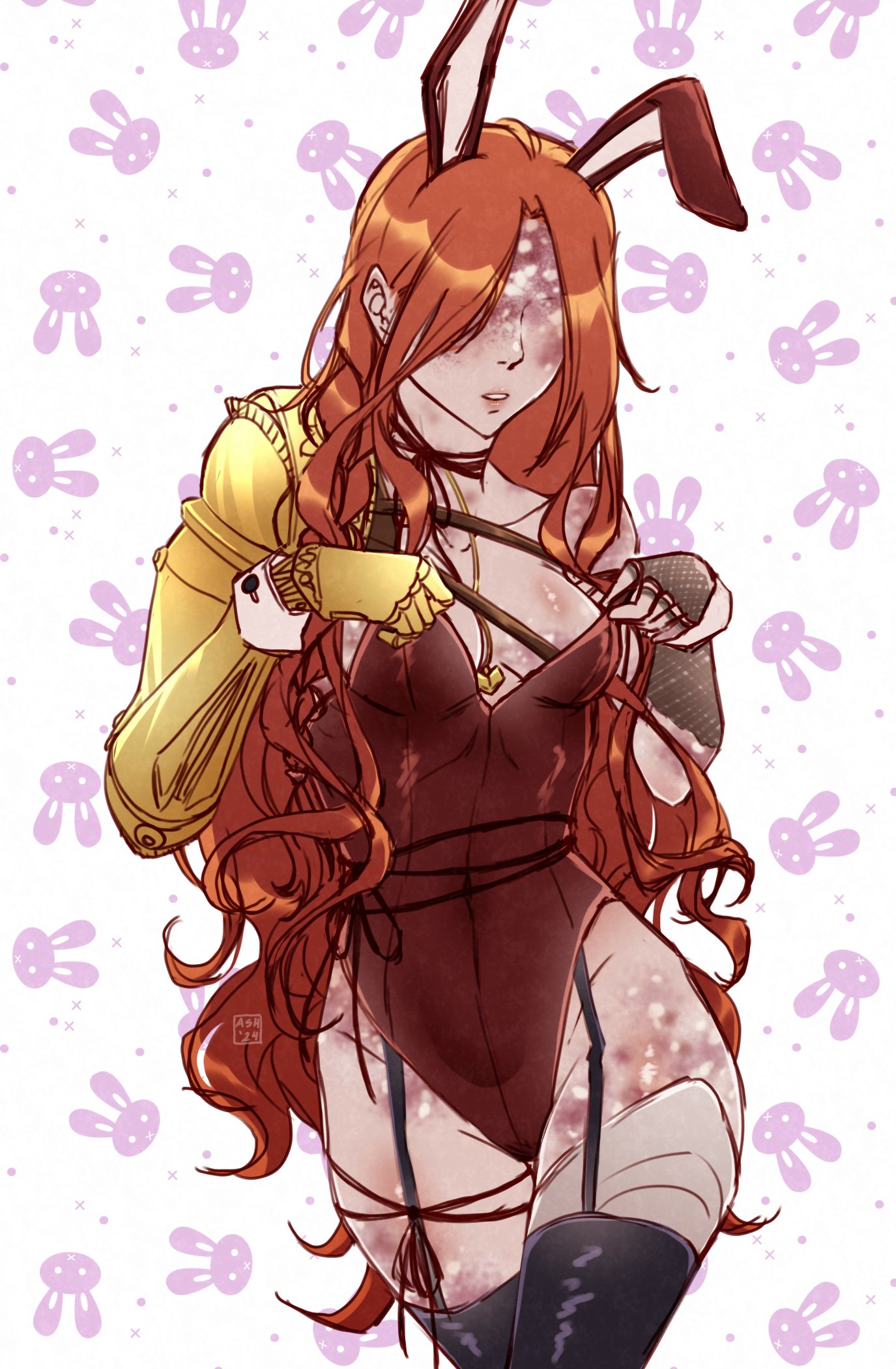ashartstuffs, big breasts, breasts, bunny ears, bunnysuit, cleavage, elden ring, female, female only, fromsoftware, malenia blade of miquella, milf, thick thighs, wide hips
