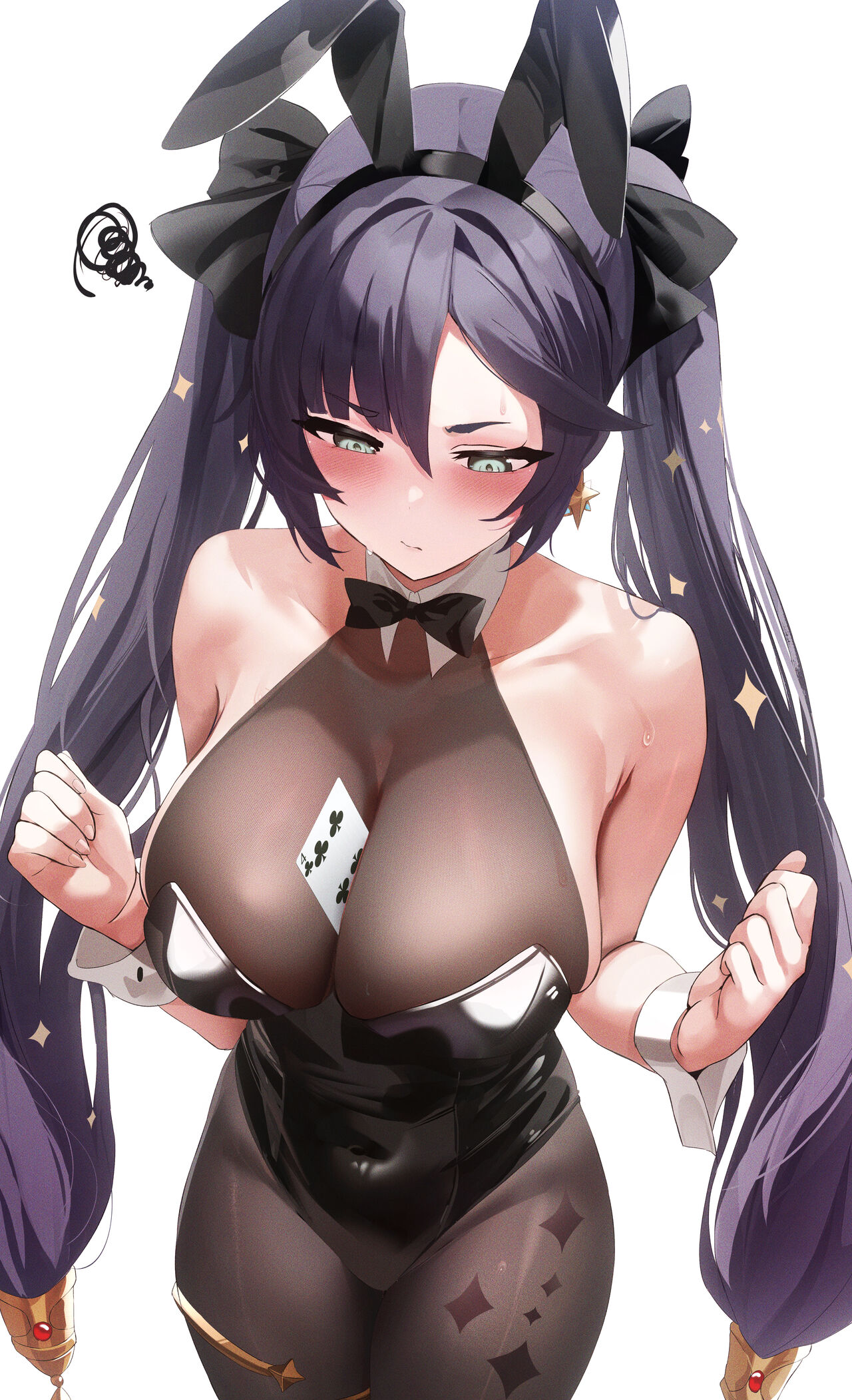 1girls, bunny ears, fantongjun, female, female only, genshin impact, mona (genshin impact), tagme, twintails
