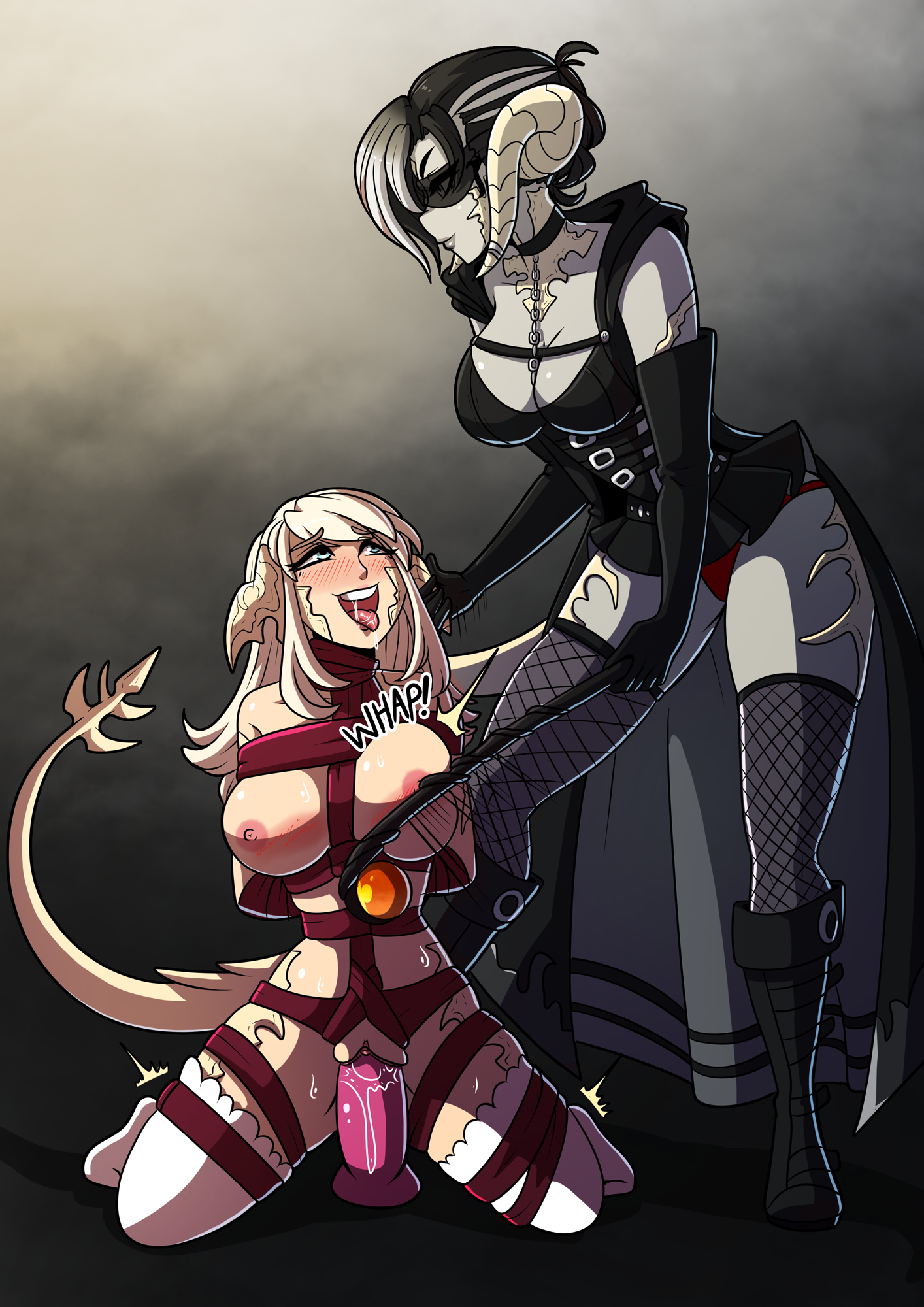 2girls, areolae, au ra, big breasts, black hair, blush, bondage, bound, breasts, cleavage, clothing, dildo, dildo sitting, duo, female, female only, femdom, femsub, final fantasy, final fantasy xiv, hair, horn, horns, kinkymation, long hair, looking pleasured, masturbation, multiple females, multiple girls, nipples, open mouth, penetration, pussy, pussy juice, raen, rope, rope bondage, square enix, tail, tied, tied up, vaginal masturbation, vaginal penetration, video games, yuri