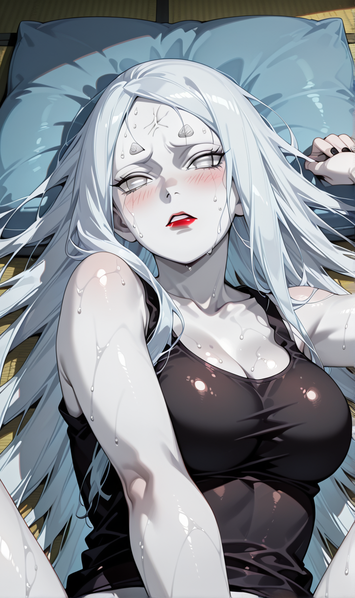 ai generated, female, naruto (series), naruto shippuden, otsutsuki kaguya, very long hair, white eyes, white skin