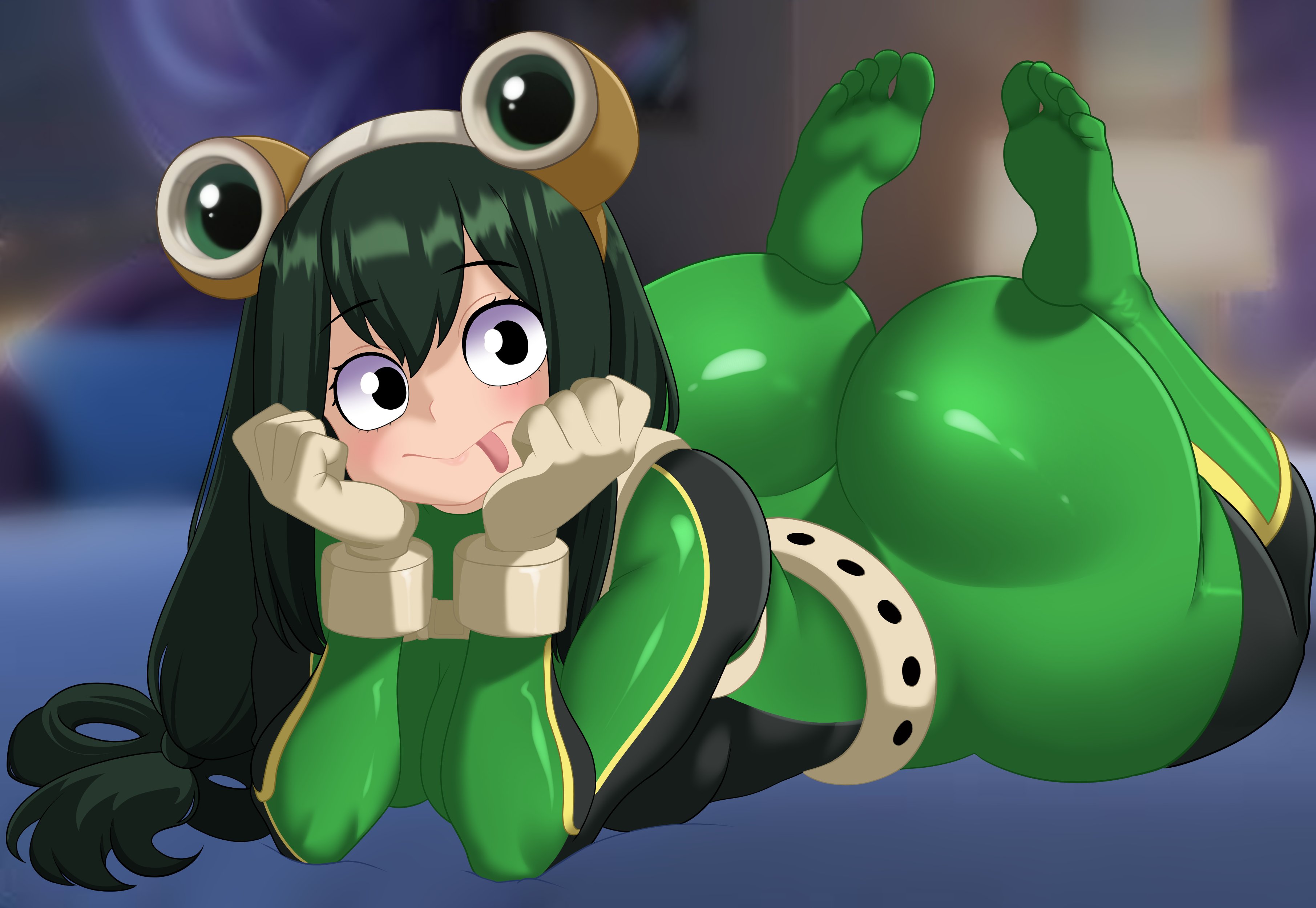1girls, big ass, big butt, bodysuit, boku no hero academia, bubble ass, bubble butt, feet, feet up, female, female focus, female only, froppy, gabrielvizari, hero outfit (mha), heroine, large ass, large butt, my hero academia, on stomach, solo, solo female, solo focus, superhero costume, superheroine, teenage female, teenager, tsuyu asui
