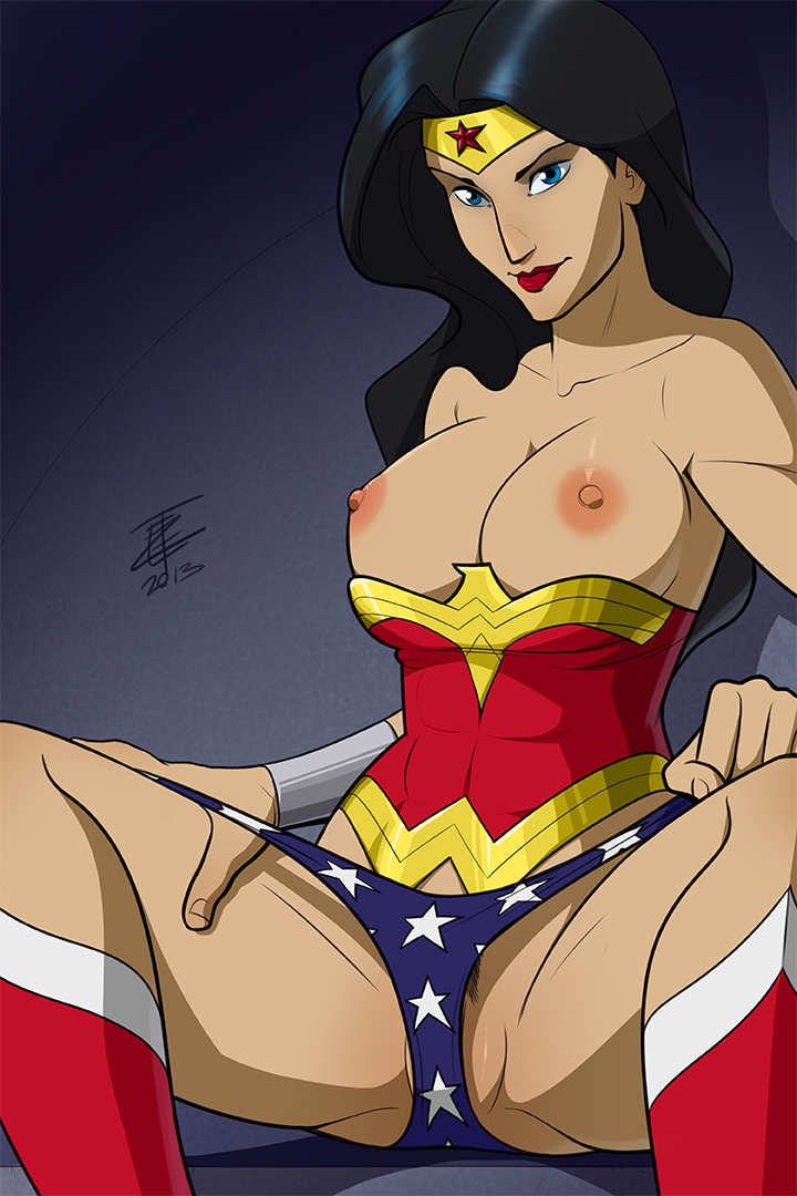 2013, black hair, blue eyes, breasts, dc, dc comics, diana prince, female, female only, large breasts, lipstick, pubic hair, wonder woman, wonder woman (series), zet13