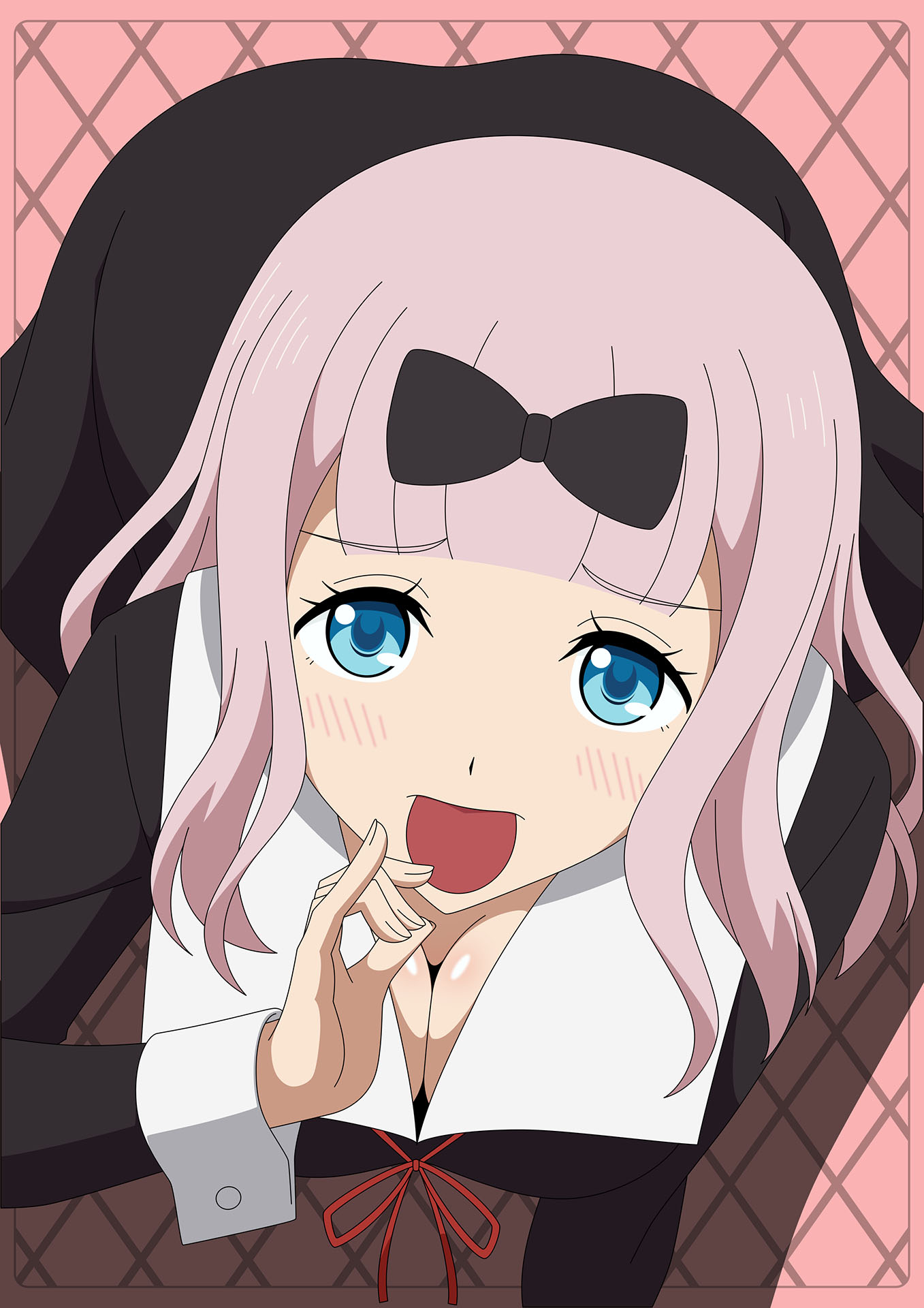 atelier gons, breasts, cleavage, clothed, female, fujiwara chika, kaguya-sama wa kokurasetai ~tensai-tachi no renai zunousen~, oral, oral sex, school, school uniform