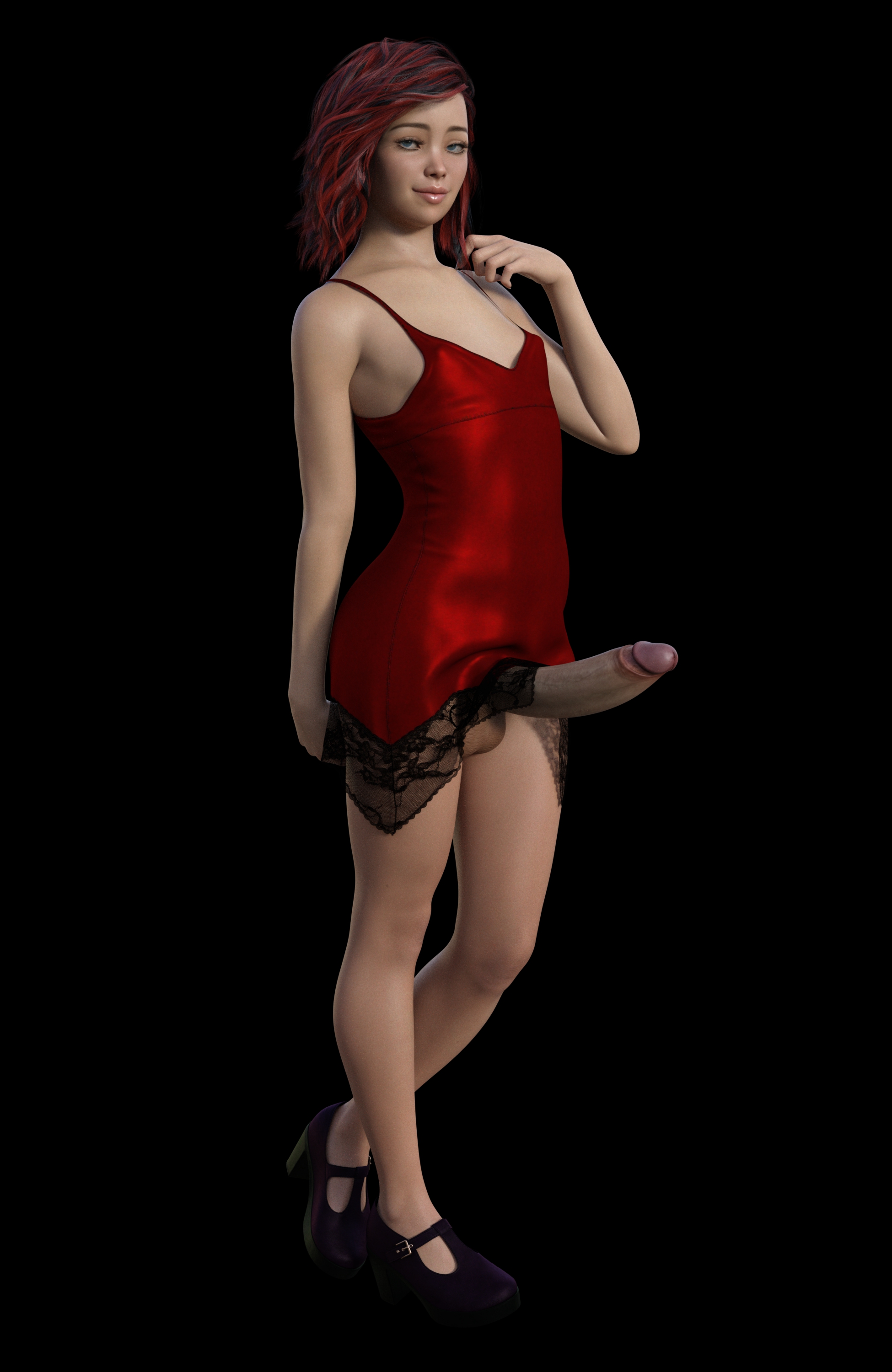 1futa, 3d, balls, balls under clothes, bottomless skirt, daz3d, dickgirl, erect nipples, erection, erection under clothes, erection under skirt, flat chest, futa only, futanari, intersex, large penis, nipple bulge, nipples, no panties, penis, penis out, penis under clothes, penis under skirt, skirt, skirt lift, solo