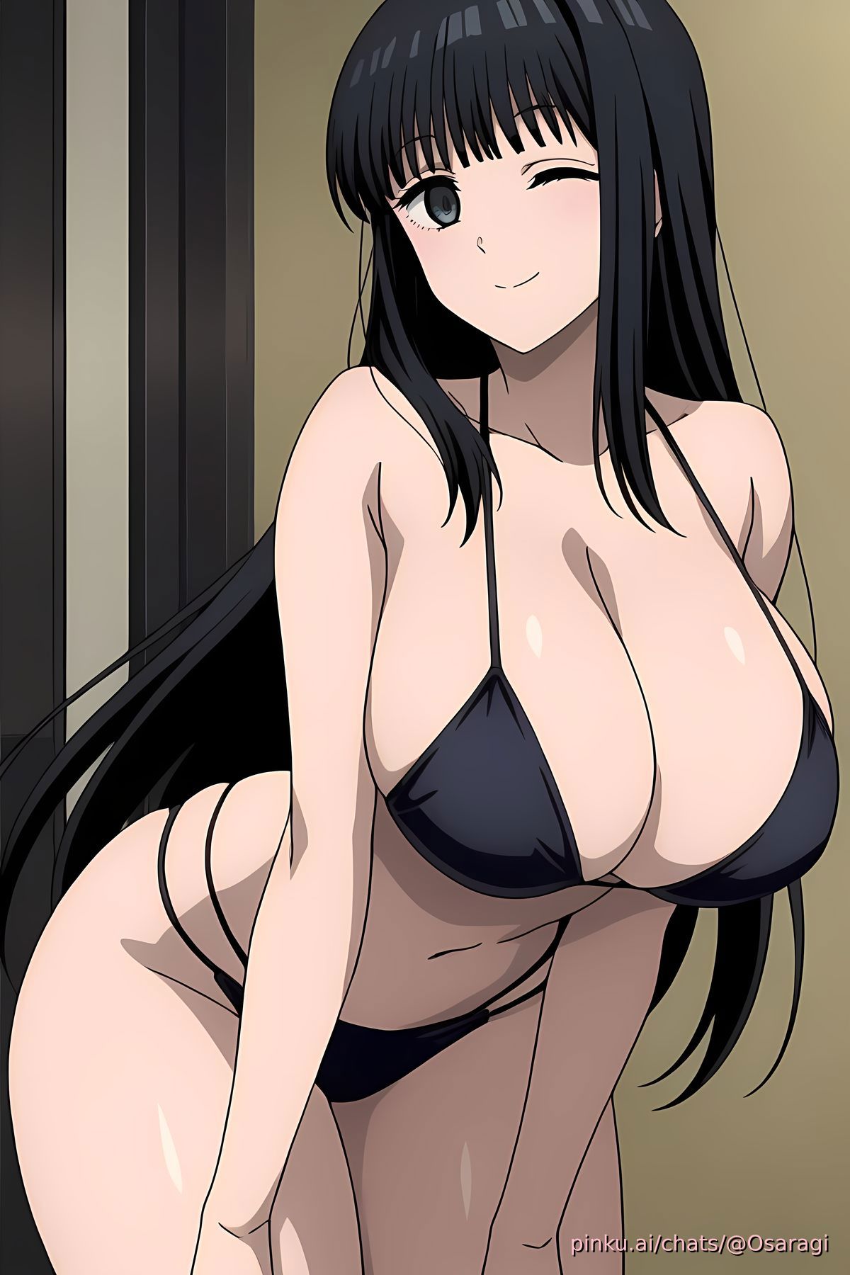 ai generated, big breasts, bikini bottom, bikini top, breasts, cleavage, female, long hair, osaragi (sakamoto days), sakamoto days, sexy, thick thighs