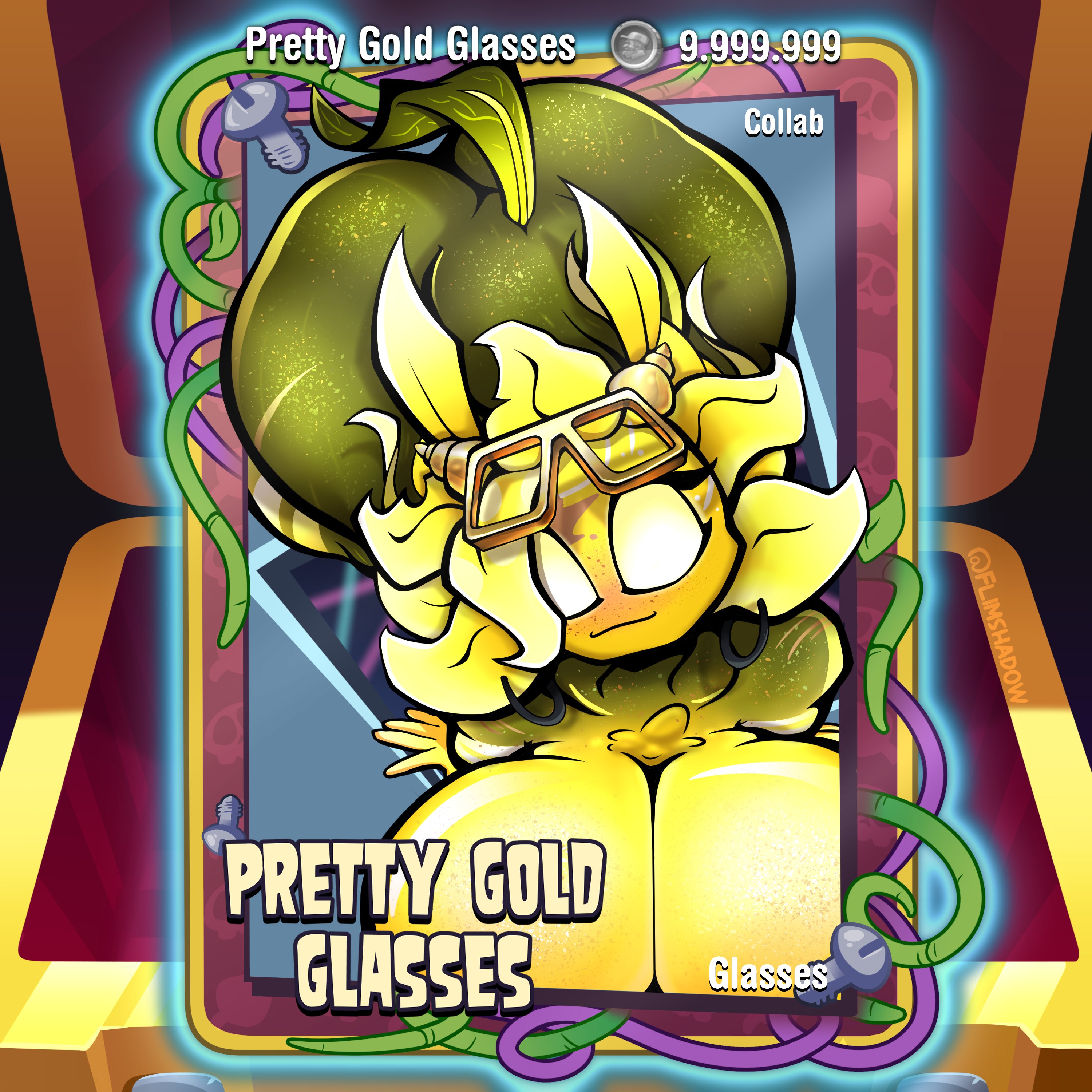 1girls, anthro, anthrofied, ass, black lipstick, breasts, collaboration, female, flimshadow, flora fauna, glasses, glowing breasts, huge ass, plant, plant girl, plant humanoid, plantie, plants vs zombies, plants vs. zombies, popcap games, pussy, sunflower (pvz), sunflower queen (pvz), sunny (dj arts)