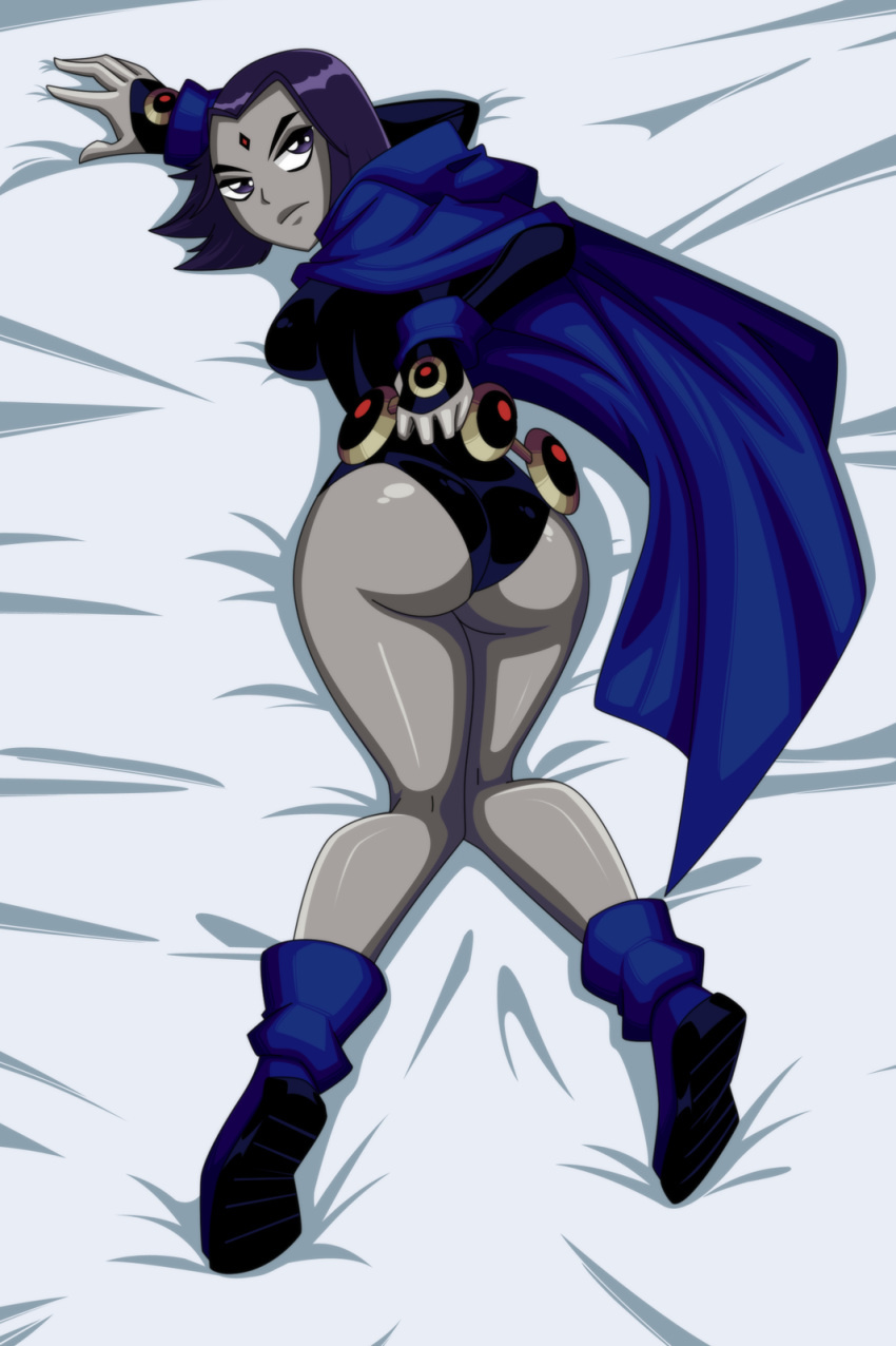 1girls, annoyed, ass, clothed, dc, dc comics, female, looking back, rachel roth, raven (dc), ravenravenraven, solo, straight hair, teen titans