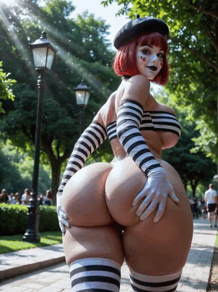 2girls, ai generated, animated, big ass, big breasts, bouncing tits, breasts, female, jiggling tits, mime, mime girl, mime makeup